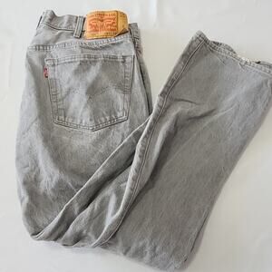 Mens Gray Denim Levis 501 Jeans 40x32 Button Fly Classic Workwear Rugged